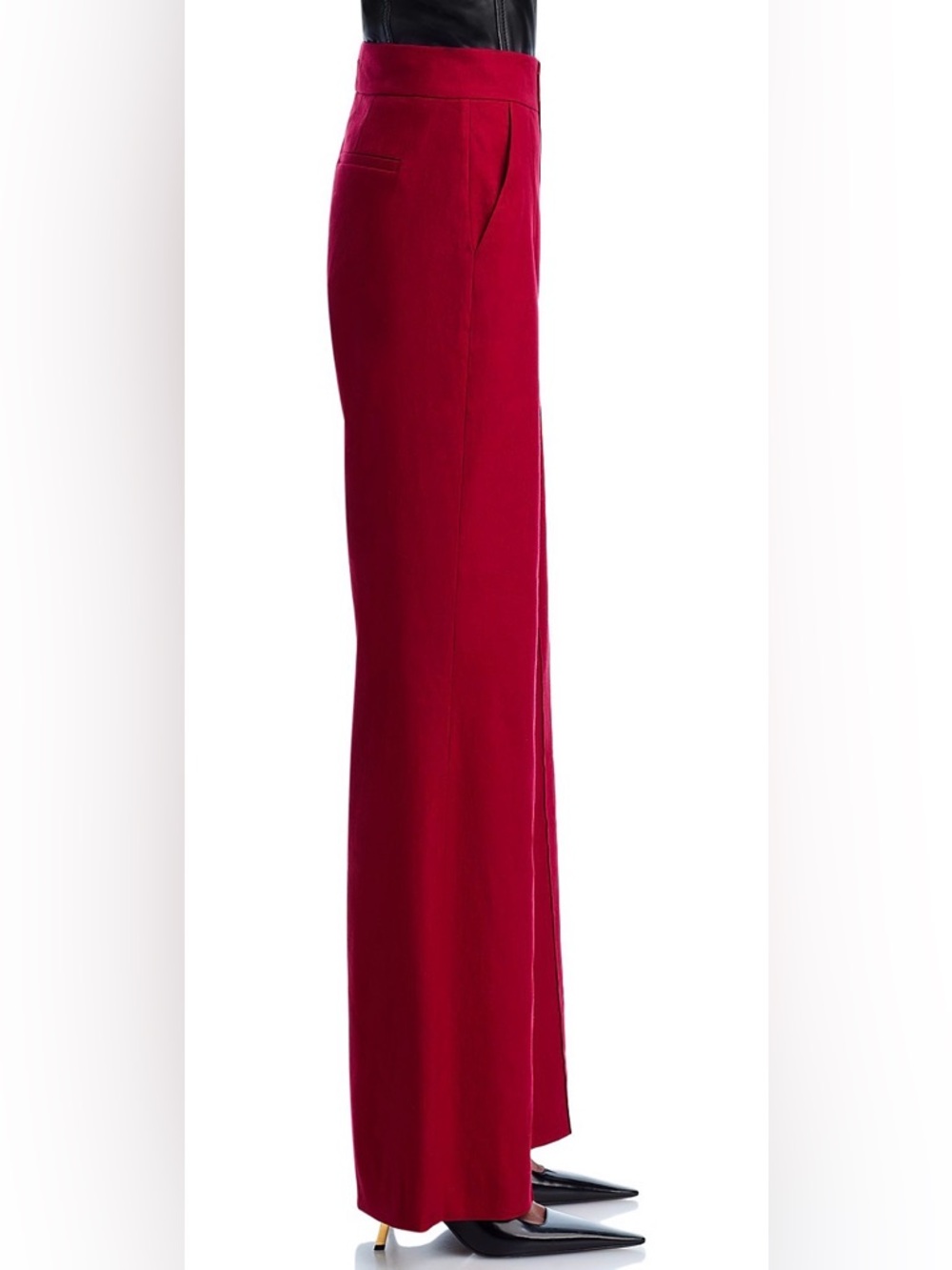 Alice + Olivia Dylan High Rise Wide Leg Pant in Dark Cherry - Picture 4 of 7